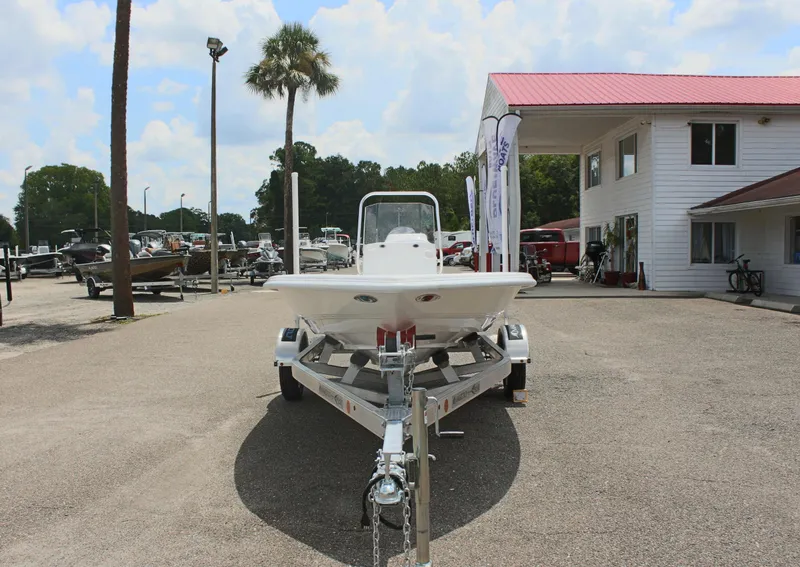 Slide: The Image of 2024 ALK2 Powerboats 17HS on trailer in front of building. - 3