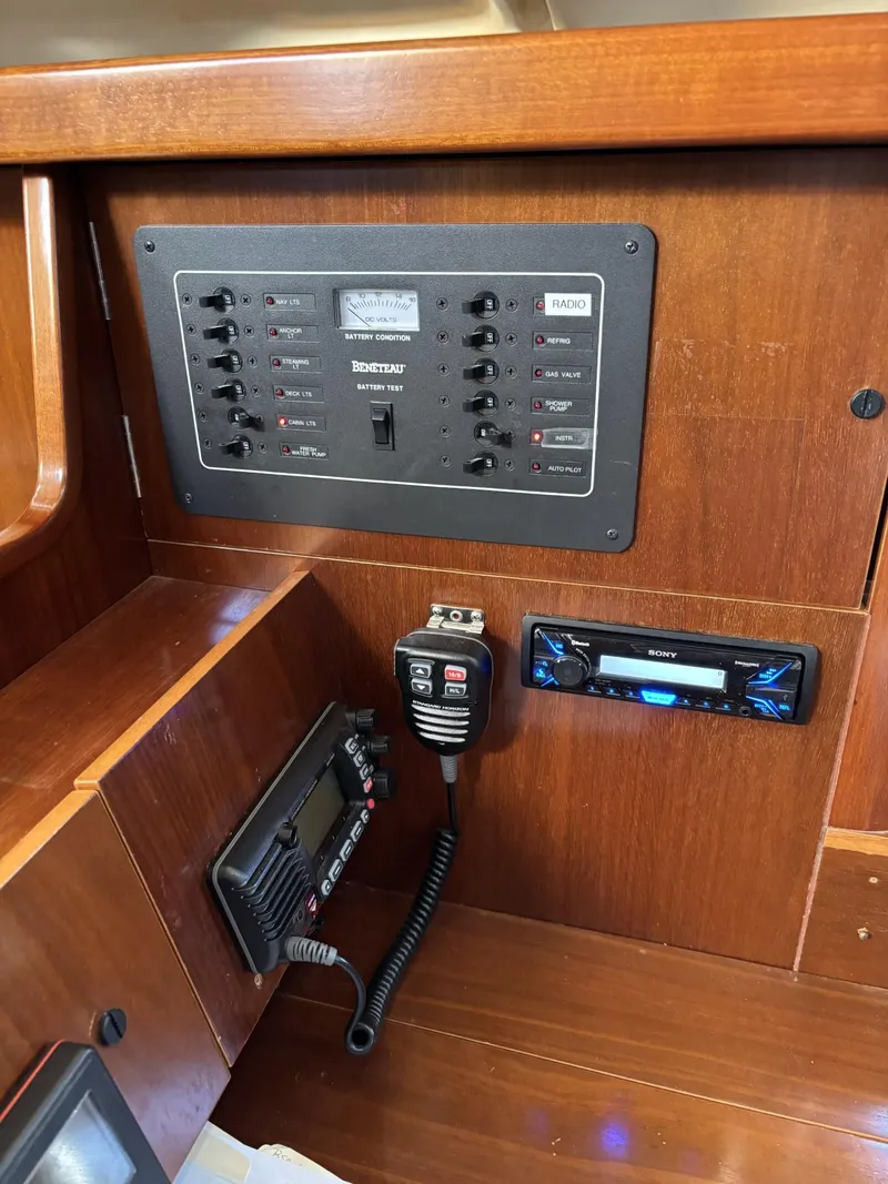 Slide: The Image of Control panel of a 1997 Beneteau Oceanis 351 sailboat interior. - 28