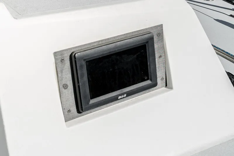 Slide: The Image of B&G navigation display on a 1992 Tripp 47 yacht dashboard. - 23