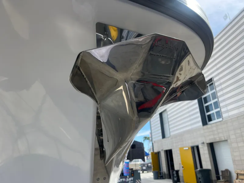 Slide: The Image of Close-up of a 2025 Nimbus W11 #46 boat anchor in a marina setting. - 12