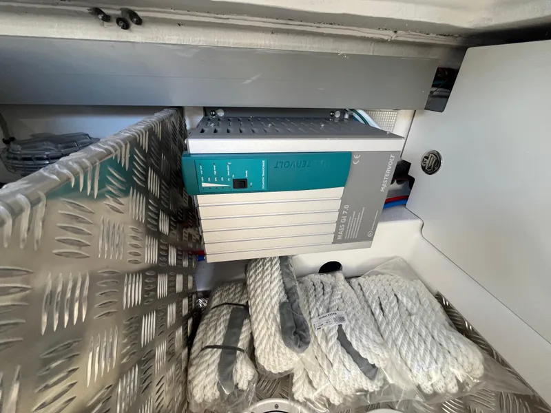 Slide: The Image of Nimbus W11 #46, 2025 model, featuring storage compartment with ropes and equipment. - 42