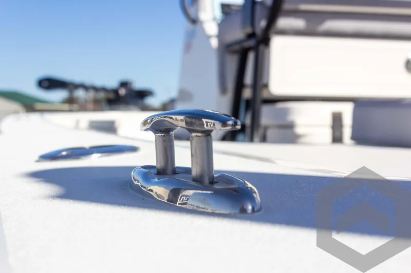 Slide: The Image of Close-up of a 2025 Pathfinder 2300 HPS boat cleat on deck. - 31