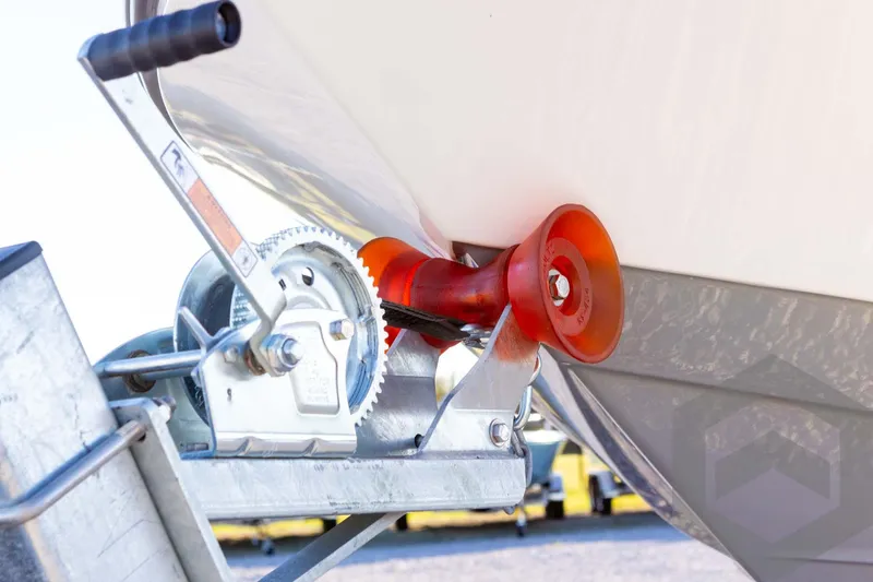 Slide: The Image of Boat trailer winch system on a 2025 Pathfinder 2500 Hybrid. - 12