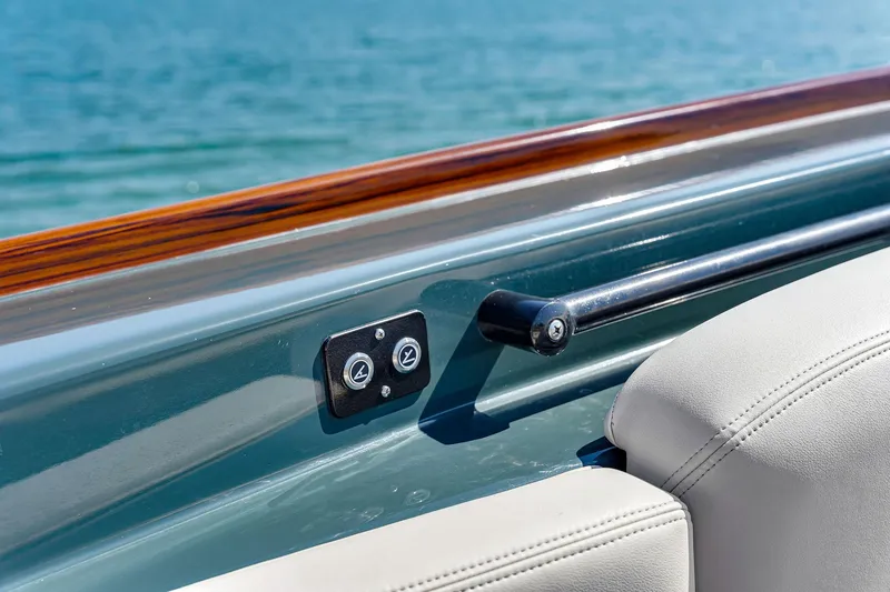 Slide: The Image of Close-up of 2025 Buddy Davis PININFARINA 47 CC boat interior with ocean view. - 38