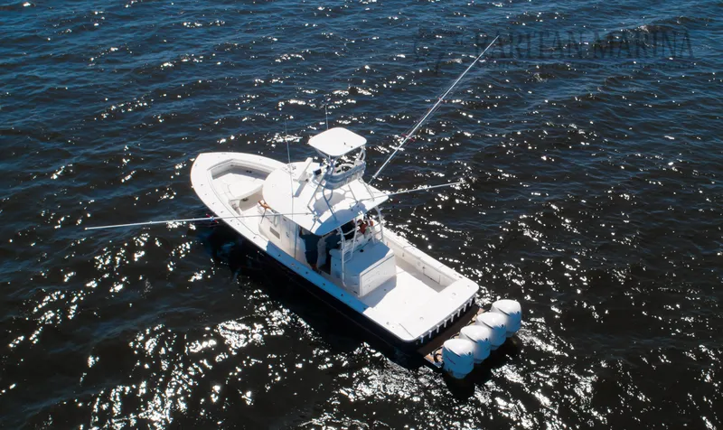 Slide: The Image of Aerial view of 2016 Regulator 41 boat on open water. - 27