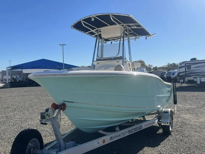 Slide: The Image of 2024 Bulls Bay 200CC boat on trailer in outdoor lot. - 1