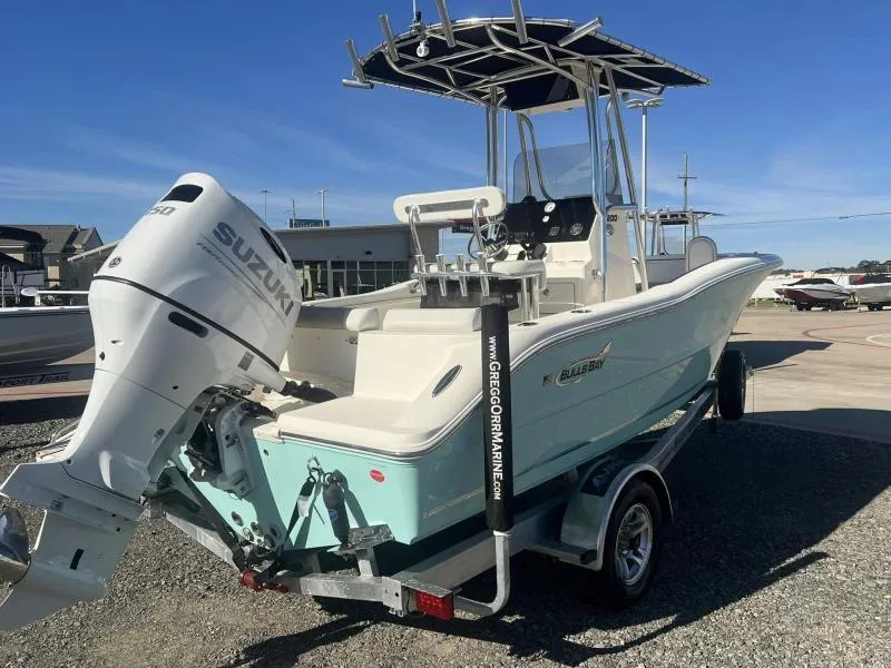 Slide: The Image of 2024 Bulls Bay 200CC boat with Suzuki outboard motor on trailer. - 5