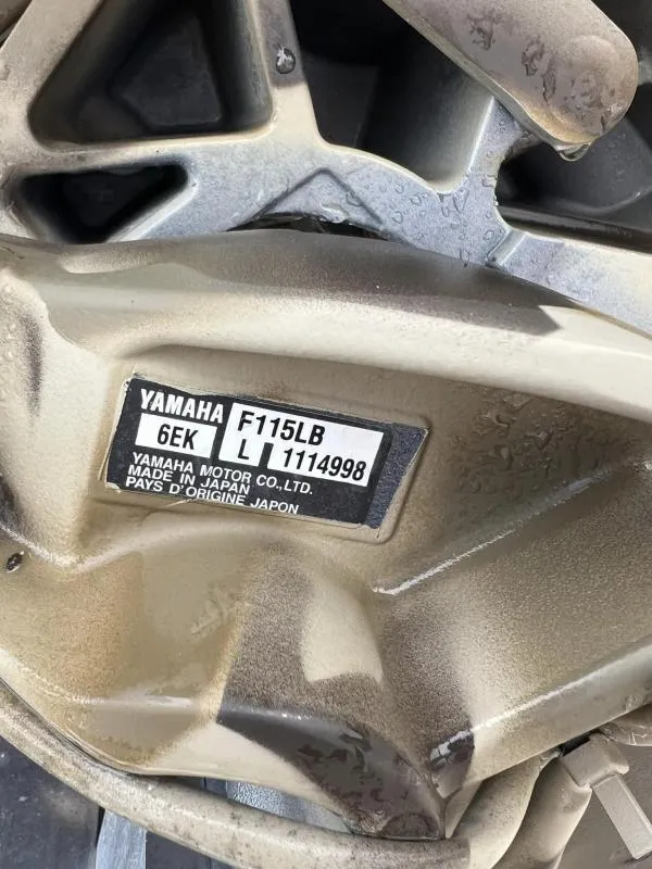 Slide: The Image of Yamaha F115LB engine label on 2024 Excel Boats 1860 STALKER. - 15