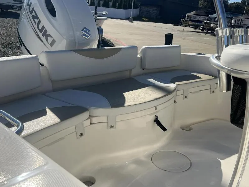 Slide: The Image of 2024 Bulls Bay 200 CC boat interior with Suzuki engine, featuring spacious seating. - 11