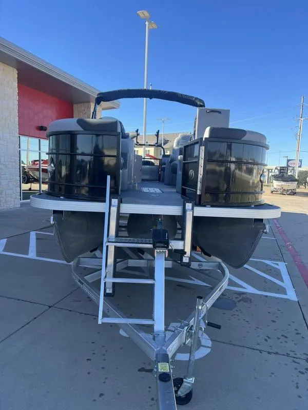 Slide: The Image of 2024 Veranda VR22RC pontoon boat on trailer in parking lot. - 7