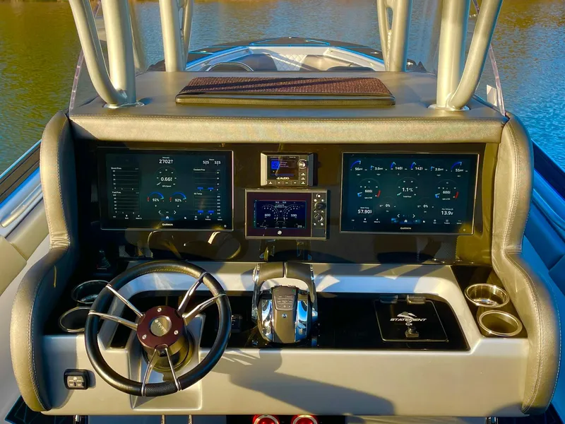 Slide: The Image of Modern helm of 2020 Statement 350 Open boat with advanced navigation displays. - 23