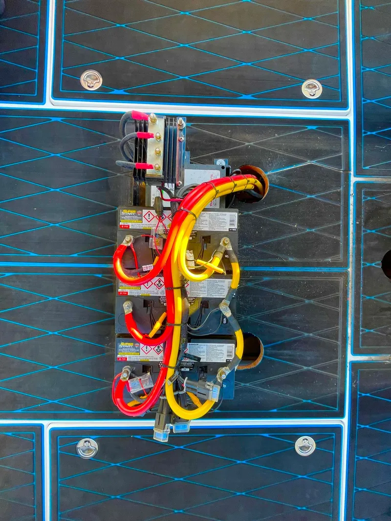 Slide: The Image of Electrical panel with colorful wiring on Statement 350 Open, 2020 model. - 30