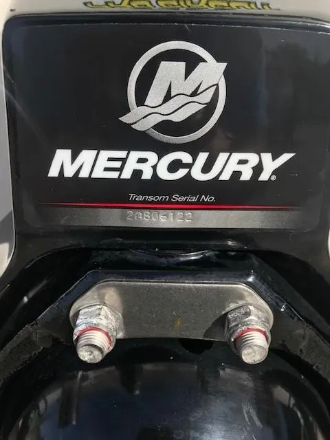 Slide: The Image of Mercury engine transom serial number on 2018 Donzi 22 Classic boat. - 20