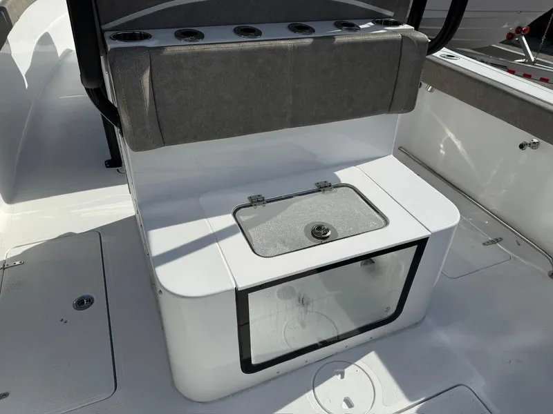 Slide: The Image of 2025 Sea Hunt Gamefish 28 interior with coffin box and seating. - 12