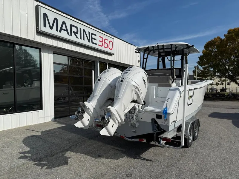 Slide: The Image of 2025 Sea Hunt Gamefish 28 with Coffin Box at Marine 360 dealership. - 3