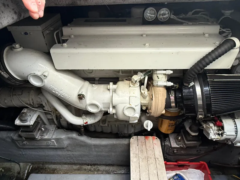 Slide: The Image of Engine compartment of a 2000 Sea Ray 370 Express Cruiser. - 19