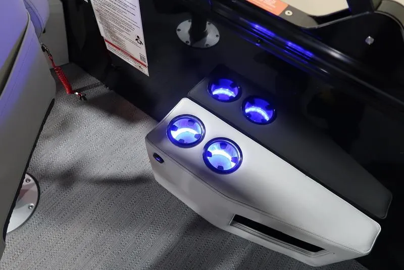 Slide: The Image of 2025 Sweetwater SW 2286 QS boat interior with illuminated cup holders. - 20
