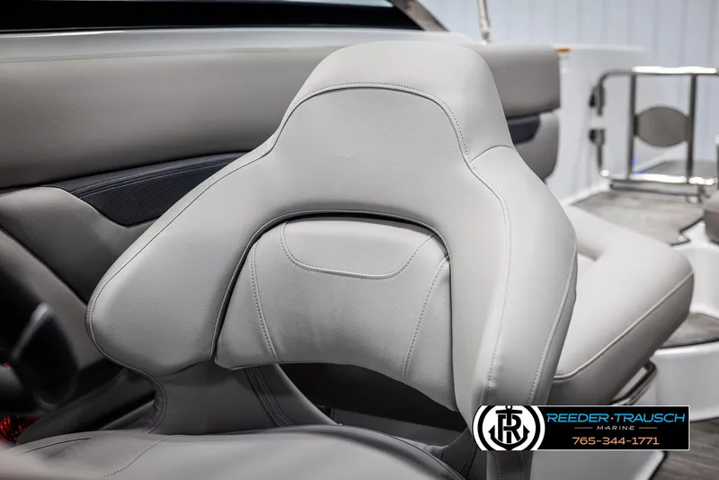Slide: The Image of 2025 Four Winns HD5 boat interior with sleek, modern seating design. - 43