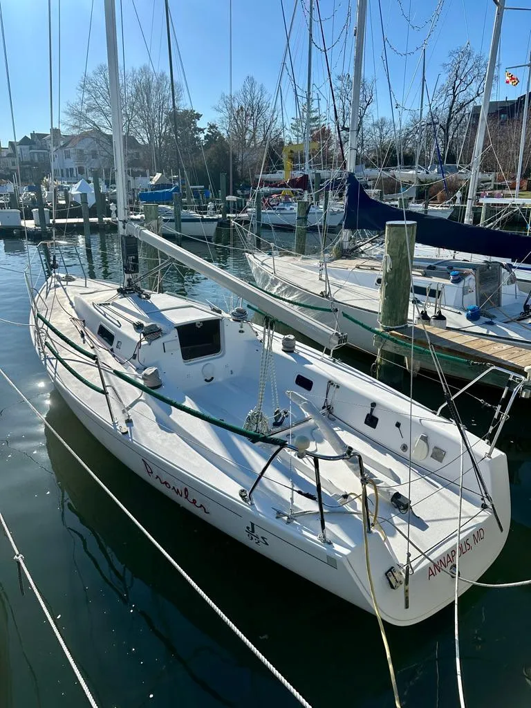 Slide: The Image of 2006 J Boats J/92S sailboat docked in a marina, clear day. - 1
