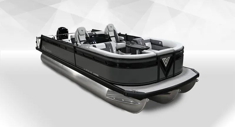 Slide: The Image of 2025 Viaggio X22S pontoon boat with sleek design and modern seating. - 0