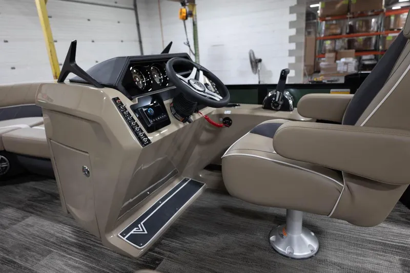 Slide: The Image of 2025 Viaggio X22S boat interior with modern dashboard and comfortable seating. - 9