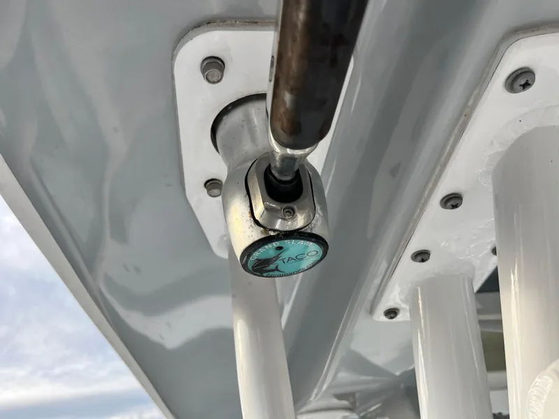Slide: The Image of Close-up of 2019 Sportsman Open 252 Center Console boat hardware. - 23