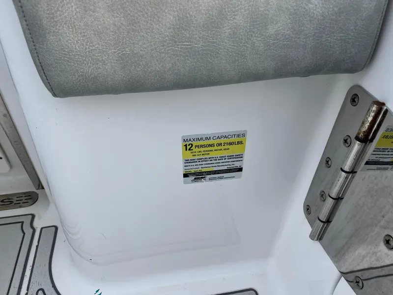 Slide: The Image of 2019 Sportsman Open 252 Center Console, maximum capacity label for 12 persons. - 30