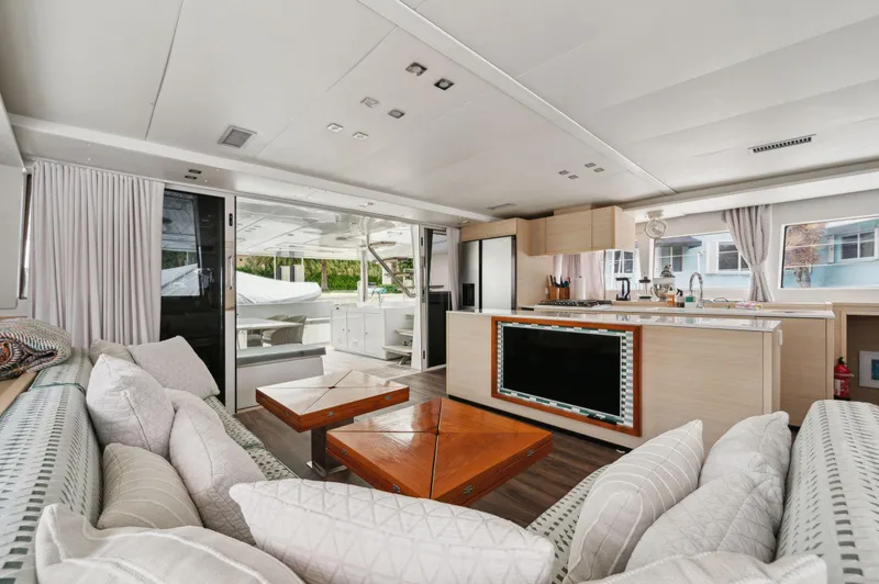 Slide: The Image of Luxurious interior of 2014 Lagoon 620 yacht with modern furnishings and spacious layout. - 39