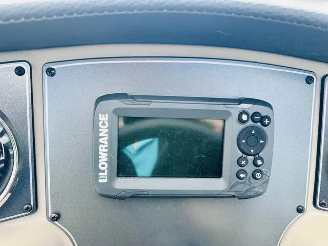 Slide: The Image of Lowrance fish finder on 2022 Hurricane SunDeck 191 OB dashboard. - 12