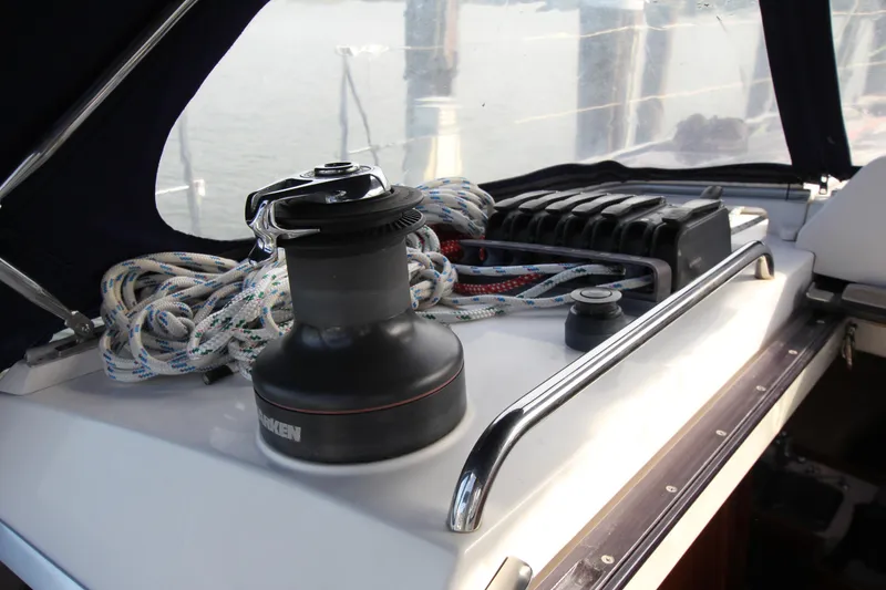 Slide: The Image of Nautor Swan 44MKII yacht deck with winch and ropes, 2001 model. - 24