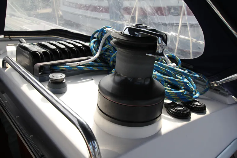 Slide: The Image of Winch and ropes on 2001 Nautor Swan 44MKII yacht deck. - 25