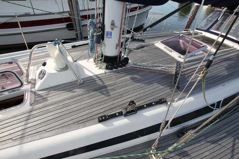 Slide: The Image of Deck of 2001 Nautor Swan 44MKII sailboat with visible rigging and hatch. - 7