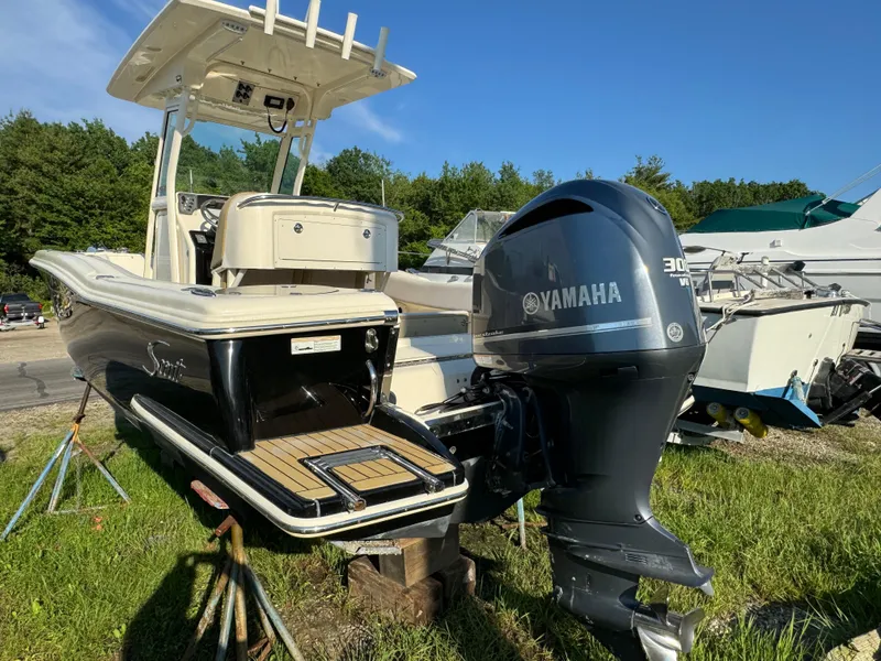 Slide: The Image of 2014 Scout 245 XSF boat with Yamaha 300 outboard engine on display. - 7