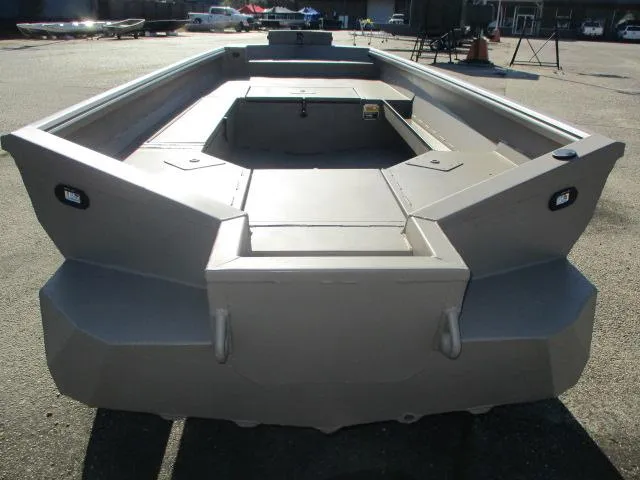 Slide: The Image of 2025 Reaper Boats 653-1236 model, gray aluminum hull, docked outdoors. - 7
