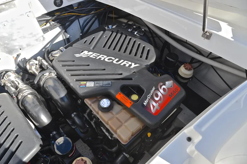 Slide: The Image of 2005 Cobalt 343 engine compartment with Mercury 496 MAG engine. - 39