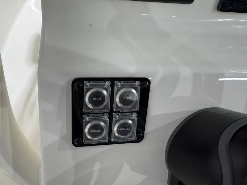 Slide: The Image of Control panel on 2025 Key West 291FS boat with labeled buttons: Port, Stbd, House, Parallel. - 29