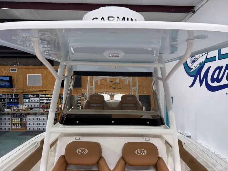 Slide: The Image of 2025 Key West 291FS boat interior with Garmin equipment in a showroom. - 45