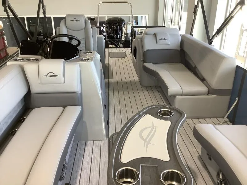 Slide: The Image of 2025 G3 FUSION 324SS boat interior with luxurious seating and modern design. - 9