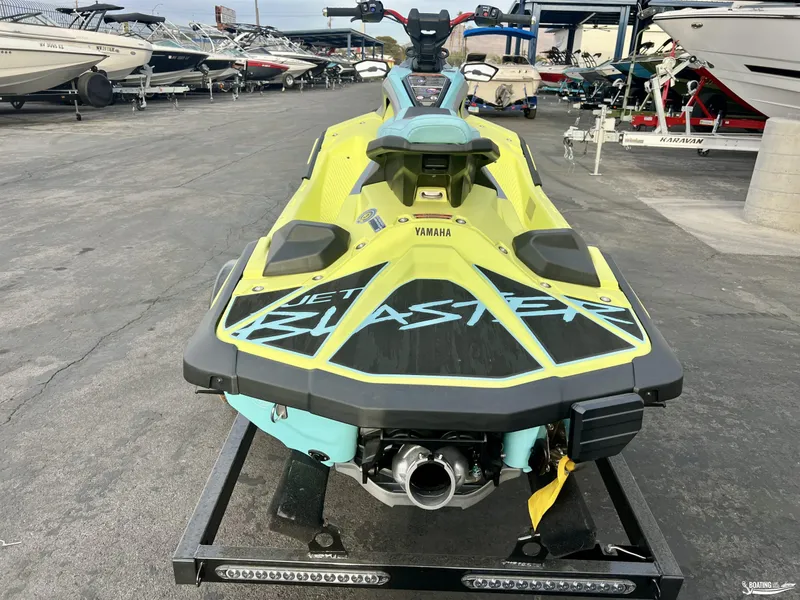Slide: The Image of 2025 Yamaha WaveRunner Jet Blaster Pro-3 in a boatyard, rear view. - 5