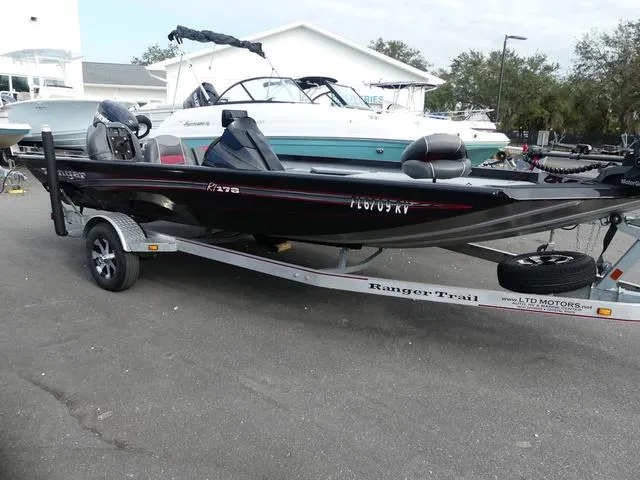 Slide: The Image of 2018 Ranger RT178 boat on trailer in parking lot. - 4
