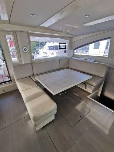 Slide: The Image of Luxurious interior of 2017 Leopard 48 yacht with spacious seating and modern design. - 12