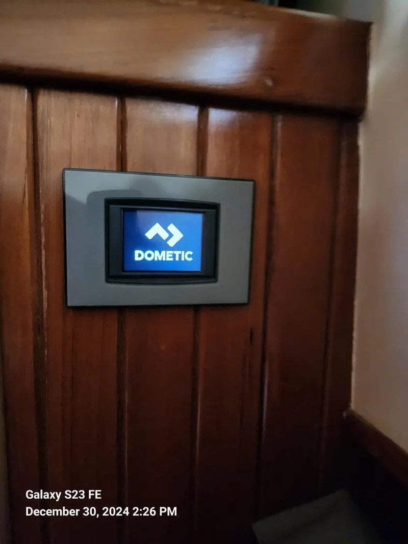 Slide: The Image of Dometic control panel on 1988 Lord Nelson Victory 37 yacht interior. - 49