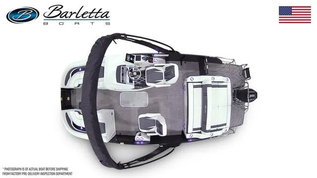 Slide: The Image of Top view of 2025 Barletta Corsa 23UC boat with seating and helm. - 7