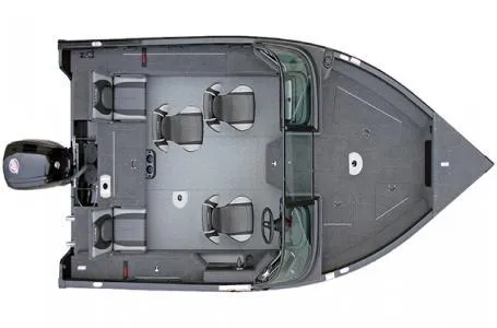 Slide: The Image of 2025 Lund Impact XS 1775 Sport boat, top view, spacious seating, modern design. - 10