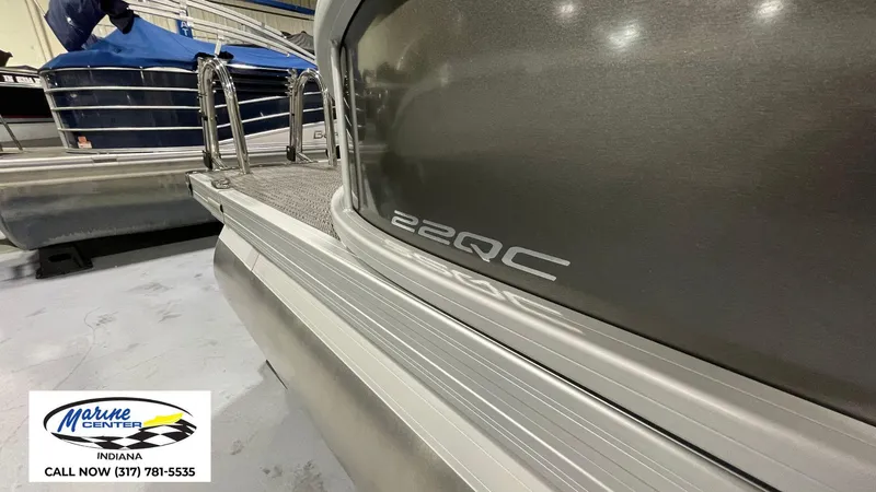 Slide: The Image of 2025 Barletta Aria A22QC pontoon boat at Marine Center Indiana showroom. - 11