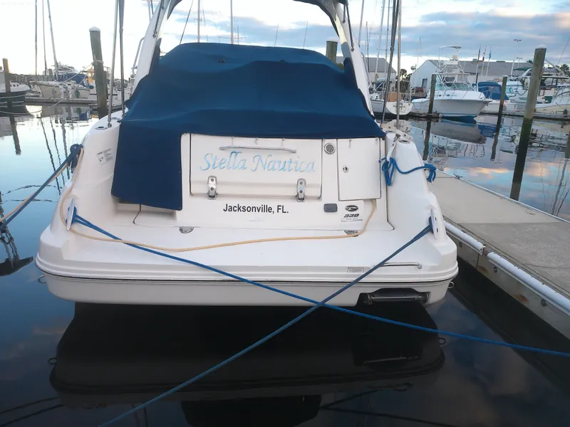 Slide: The Image of 2015 Sea Ray 330 Sundancer docked in Jacksonville marina. - 25