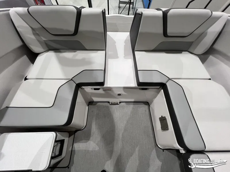 Slide: The Image of 2025 Yamaha Boats AR220 interior seating with modern design and comfortable upholstery. - 9