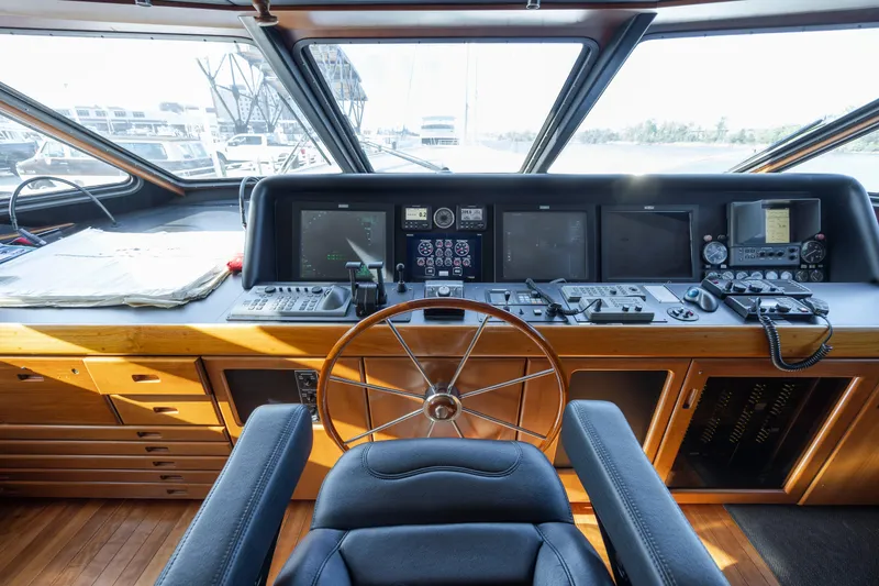 Slide: The Image of Helm of a 1988 Christensen Custom yacht. - 39