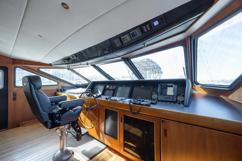 Slide: The Image of Interior view of a 1988 Christensen Custom yacht helm. - 40