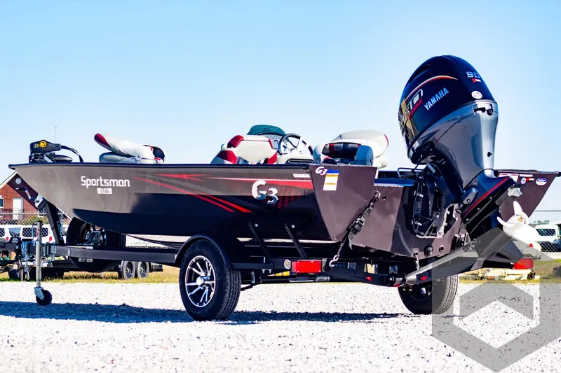 Slide: The Image of 2025 G3 Sportsman 1710 boat with Yamaha motor on a trailer. - 11